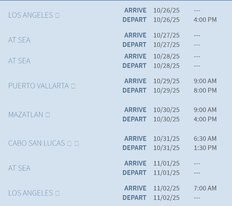 New Itinerary